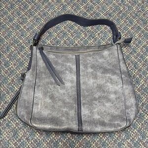 Preloved Sondra Roberts squared blue Hobo Bag with Distinctive Pattern